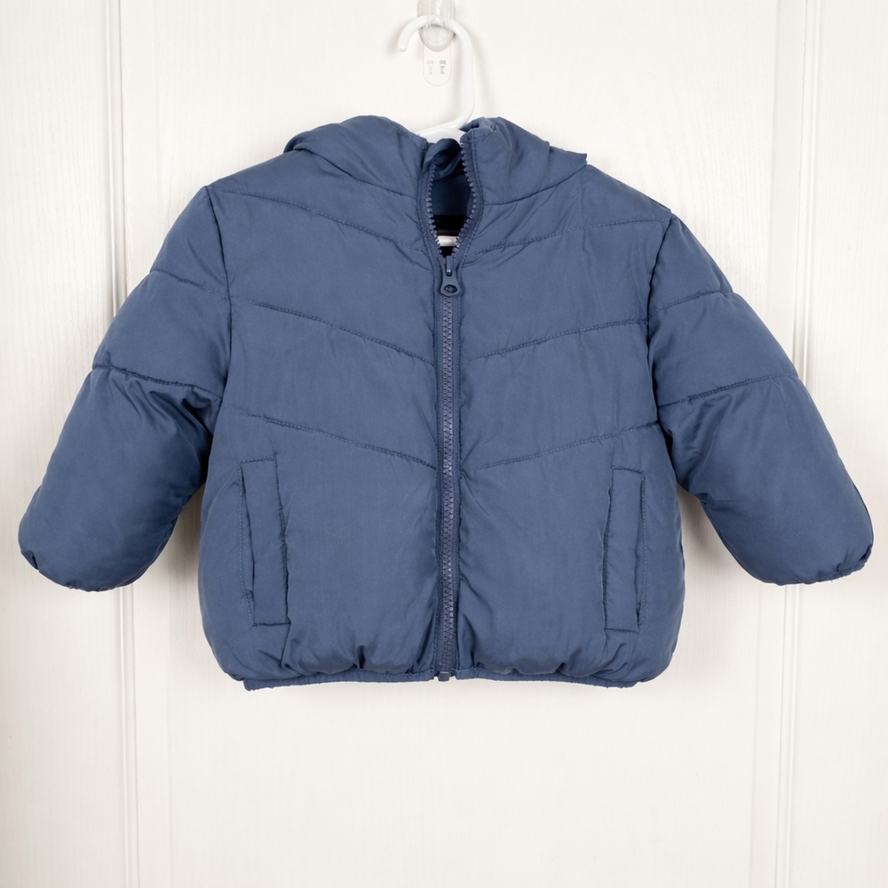 Swiss Tech 12M Blue Hooded Puffer Jacket Fleece Lined Winter Coat
